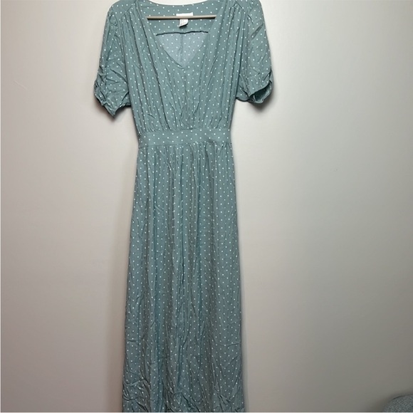 H&M Elegant Mint Green Polka Dot Dress - Picture 3 of 10